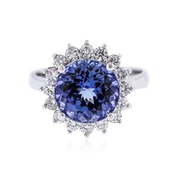 14KT White Gold 4.23 ctw Tanzanite and Diamond Ring