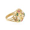 Image 3 : 14KT Yellow Gold 0.50 ctw Emerald, Ruby and Pearl Ring