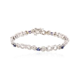 14KT White Gold 0.70 ctw Sapphire and Diamond Bracelet