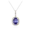 Image 2 : 14KT White Gold 4.49 ctw Tanzanite and Diamond Pendant With Chain