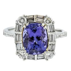 14KT White Gold 2.90 ctw Tanzanite and Diamond Ring