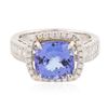 Image 1 : 14KT Two-Tone Gold 4.25 ctw Tanzanite and Diamond Ring