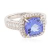 Image 2 : 14KT Two-Tone Gold 4.25 ctw Tanzanite and Diamond Ring
