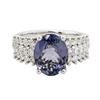 Image 1 : 14KT White Gold 3.73 ctw Tanzanite and Diamond Ring