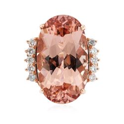 14KT Rose Gold 23.97 ctw GIA Certified Morganite and Diamond Ring