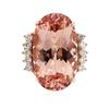 Image 1 : 14KT Rose Gold 23.97 ctw GIA Certified Morganite and Diamond Ring