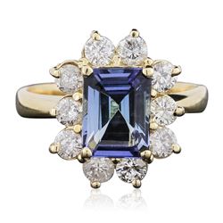 14KT Yellow Gold 2.86 ctw Tanzanite and Diamond Ring