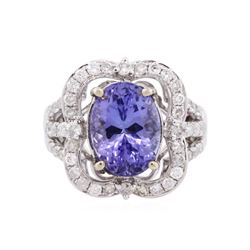 14KT White Gold 5.85 ctw Tanzanite and Diamond Ring