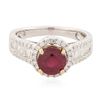 Image 1 : 14KT Two-Tone Gold 1.94 ctw Ruby and Diamond Ring