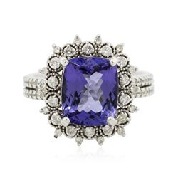 14KT White Gold 3.55 ctw Tanzanite and Diamond Ring