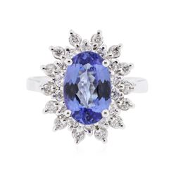 14KT White Gold 1.56 ctw Tanzanite and Diamond Ring