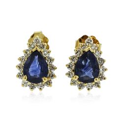 18KT Yellow Gold 2.46 ctw Sapphire and Diamond Earrings