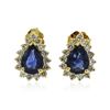 Image 1 : 18KT Yellow Gold 2.46 ctw Sapphire and Diamond Earrings