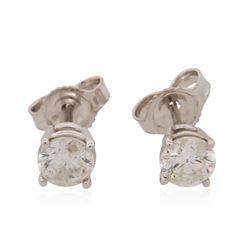 14KT White Gold 0.90 ctw Diamond Solitaire Earrings