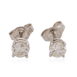 14KT White Gold 0.90 ctw Diamond Solitaire Earrings