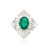 Image 1 : 14KT White Gold 5.71 ctw Emerald and Diamond Ring