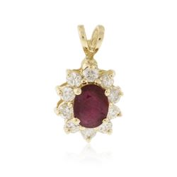 14KT Yellow Gold 1.15 ctw Ruby and Diamond Pendant