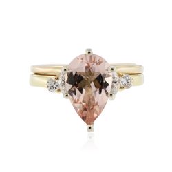 14KT Yellow and White Gold 2.21 ctw Morganite and Diamond Ring