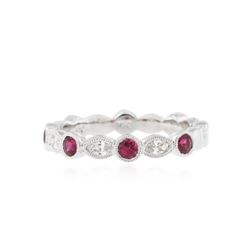 18KT White Gold 0.34 ctw Ruby and Diamond Ring