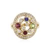 Image 1 : 14KT Yellow Gold 0.75 ctw Multi Gemstone and Diamond Ring