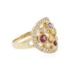 Image 2 : 14KT Yellow Gold 0.75 ctw Multi Gemstone and Diamond Ring