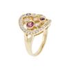 Image 3 : 14KT Yellow Gold 0.75 ctw Multi Gemstone and Diamond Ring
