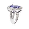Image 3 : 18KT White Gold 4.85 ctw Tanzanite and Diamond Ring