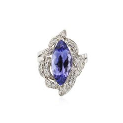 14KT White Gold 3.42 ctw Tanzanite and Diamond Ring