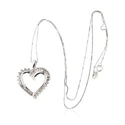 18KT White Gold 0.99 ctw Diamond Heart Pendant With Chain