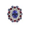Image 1 : 14KT White Gold 3.58 ctw Tanzanite, Sapphire, Ruby and Diamond Ring