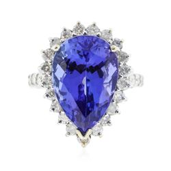 14KT White Gold 9.90 ctw GIA Certified Tanzanite and Diamond Ring