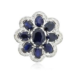 14KT White Gold 9.63 ctw Sapphire Ring