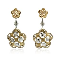 14KT Yellow Gold 0.75 ctw Diamond Dangle Earrings