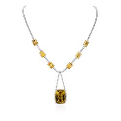 14KT White Gold 35.00 ctw Citrine and Diamond Necklace