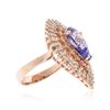 Image 2 : 14KT Rose Gold 4.05 ctw Tanzanite and Diamond Ring