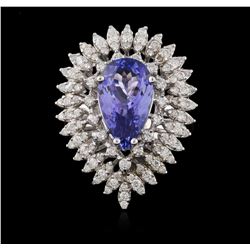 14KT White Gold 4.29 ctw Tanzanite and Diamond Ring