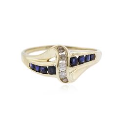 14KT Yellow Gold 0.16 ctw Sapphire and Diamond Ring