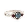 Image 2 : 14KT White Gold 1.03 ctw Fancy Blue Diamond and Ruby Ring