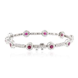 14KT White Gold 1.40 ctw Ruby and Diamond Bracelet