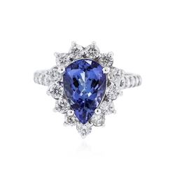 14KT White Gold 3.05 ctw Tanzanite and Diamond Ring