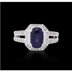 14KT White Gold GIA Certified 3.06 ctw Sapphire and Diamond Ring