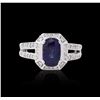 Image 1 : 14KT White Gold GIA Certified 3.06 ctw Sapphire and Diamond Ring