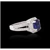 Image 2 : 14KT White Gold GIA Certified 3.06 ctw Sapphire and Diamond Ring