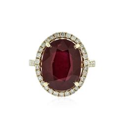 14KT Yellow Gold 12.26 ctw Ruby and Diamond Ring