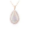 Image 2 : 14KT Rose Gold 6.23 ctw Opal and Diamond Pendant With Chain