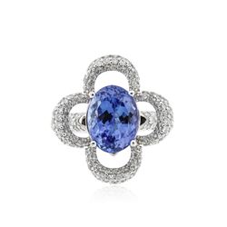 14KT White Gold 5.81 ctw Tanzanite and Diamond Ring