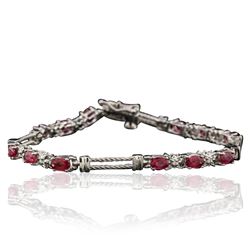 14KT White Gold 3.82 ctw Ruby and Diamond Bracelet