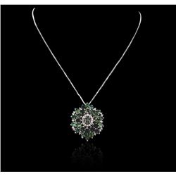 14KT White Gold 12.24 ctw Chrysoberyl and Diamond Pendant With Chain