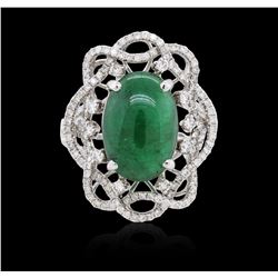 18KT White Gold 4.72 ctw Green Opal and Diamond Ring