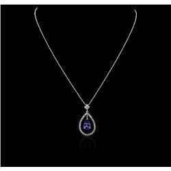 14KT White Gold 2.98 ctw Tanzanite and Diamond Pendant With Chain